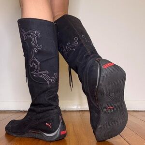 Puma Women's Black Boots with Red Details